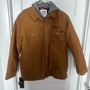 Dickies Men's Brown Jacket with Gray Hood